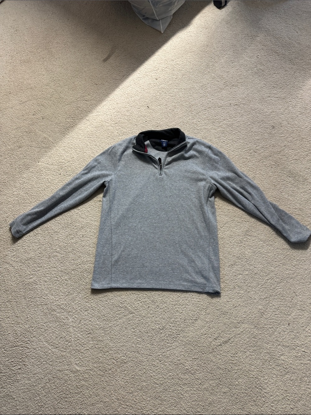 Chaps Men's Gray Quarter-Zip Pullover with Black Collar